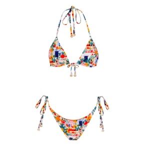 Escape to Paradise Triangle Bikini in Multicolor Floral Print B36